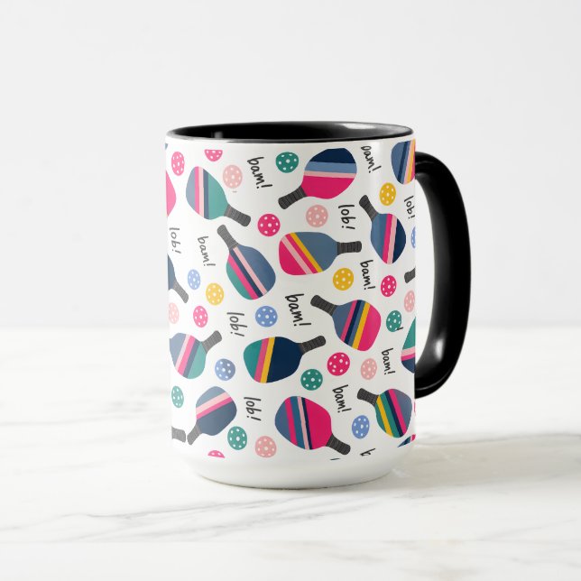 Taza Patrón Colorido de Pickleball (Anverso derecho)
