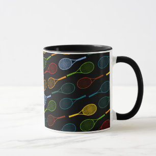 Taza patrón colorido de raquetas de tenis