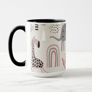 Taza Patrón continuo colorido con elefantes y lindos