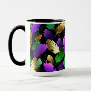 Taza Patrón continuo con plumas de Mardi Gras