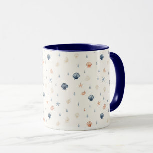 Taza Patrón continuo de estrella de mar con conchas mar