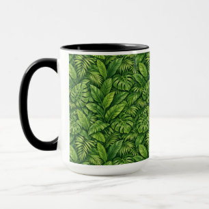 Taza Patrón continuo de hojas tropicales modernas