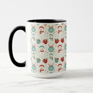 Taza Patrón continuo de Navidad con muñeco de nieve y c