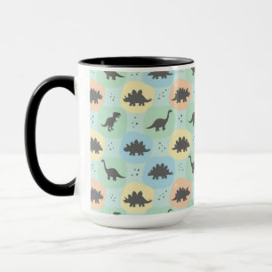 Taza Patrón continuo de silueta de dinosaurio prehistór