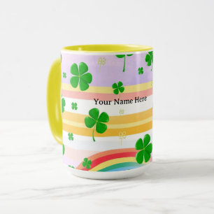 Taza Patrón continuo de trébol irlandés colorido