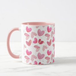 Taza Patrón Corazón Cutáneo Rosa y Rojo