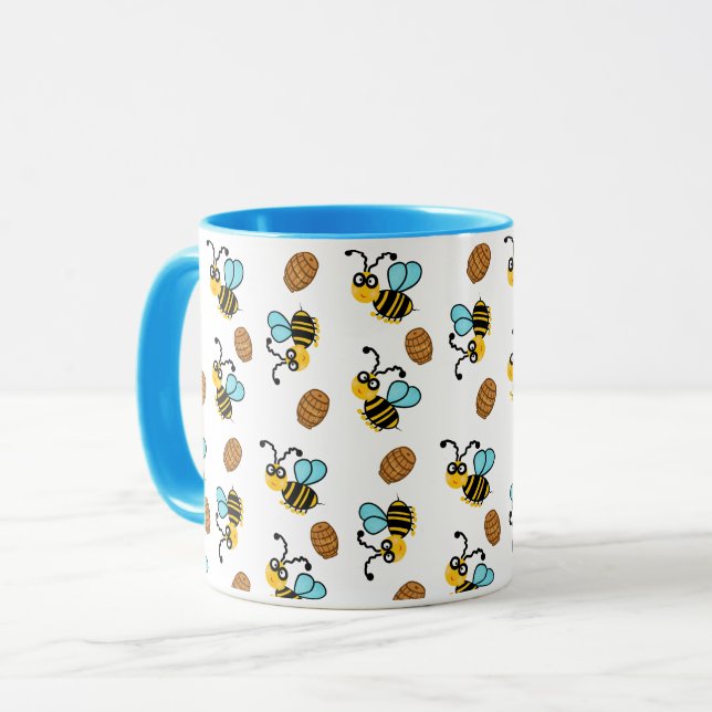 Taza Patrón de abejas divertida (Anverso izquierdo)