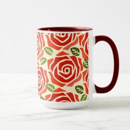 Taza Patrón de acuarela adorable adorable rosas lindos 