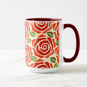 Taza Patrón de acuarela adorable adorable rosas lindos