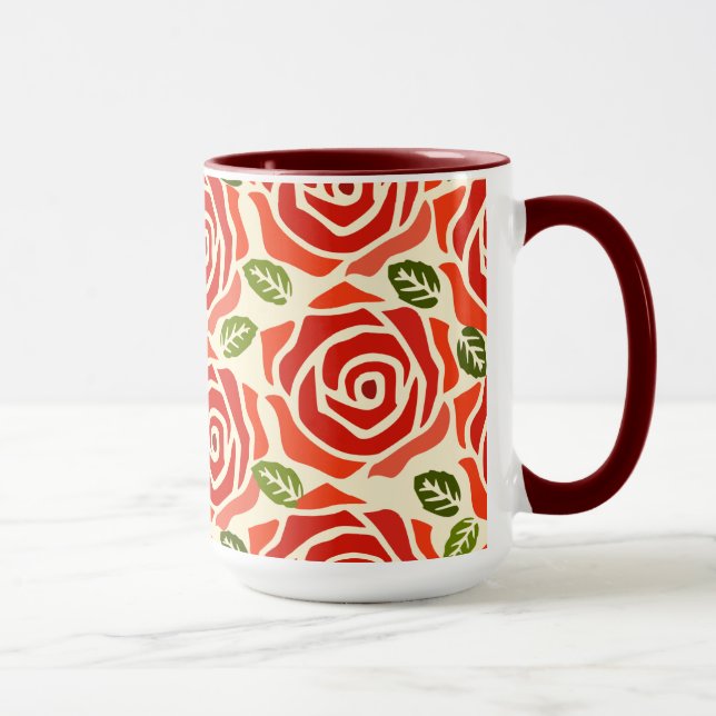 Taza Patrón de acuarela adorable adorable rosas lindos  (Derecha)