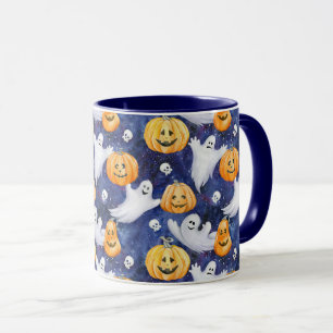 Taza Patrón de acuarela de Halloween