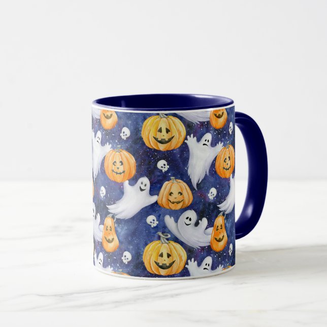 Taza Patrón de acuarela de Halloween (Anverso derecho)