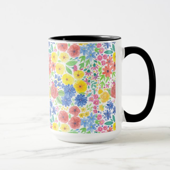 Taza Patrón de acuarela floral (Derecha)