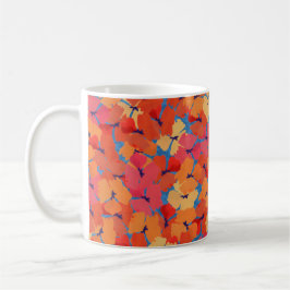 Taza Patrón de adornos amarillos Naranja rosado en azul