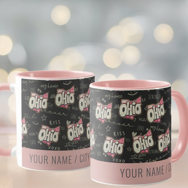 Taza Patrón de amor de Ohio rosa lindo Mug (Subido por el creador)