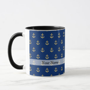 Taza Patrón de anclaje azul