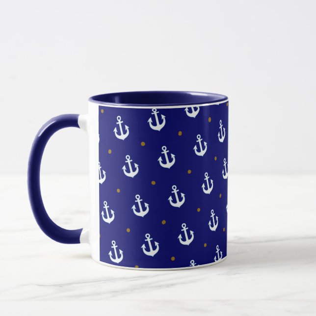 Taza patrón de anclajes blancos pequeños (Izquierda)