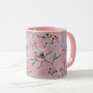 Taza Patrón de anémones de tulipanes rosados y blancos