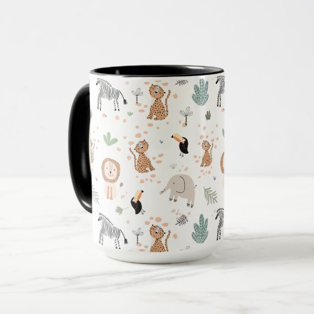 Taza Patrón de animales de selva tropical de selva fina (Anverso izquierdo)