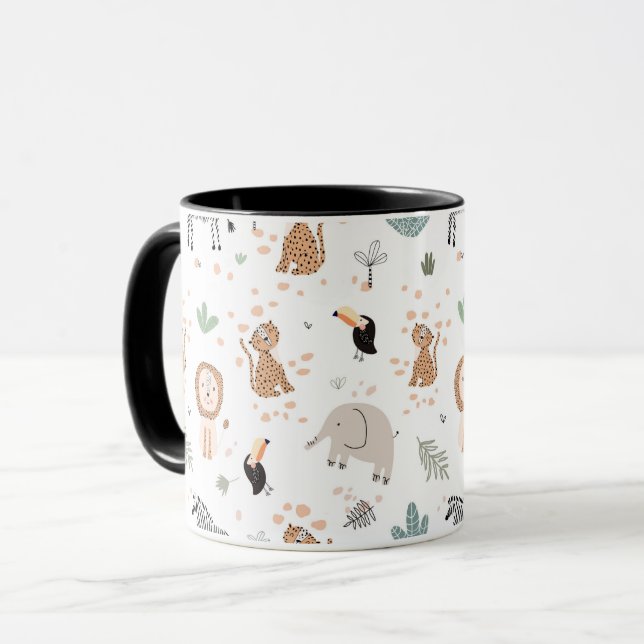 Taza Patrón de animales de selva tropical de selva fina (Anverso izquierdo)