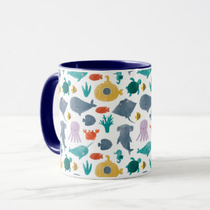 Taza Patrón de animales oceánicos de color de agua suav
