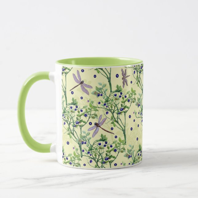 Taza Patrón de arándano con libélulas (Izquierda)