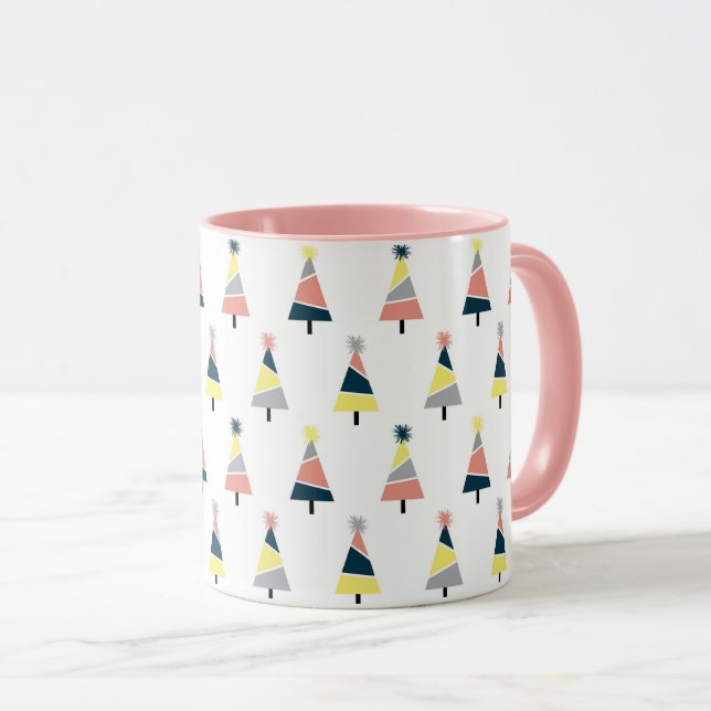 Taza Patrón de árbol de Navidad colorido (Anverso derecho)
