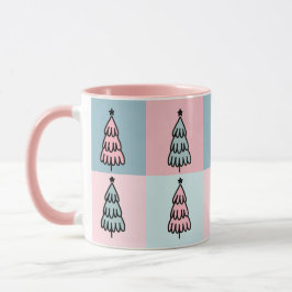 Taza Patrón de árbol de navidad de sabio rosa