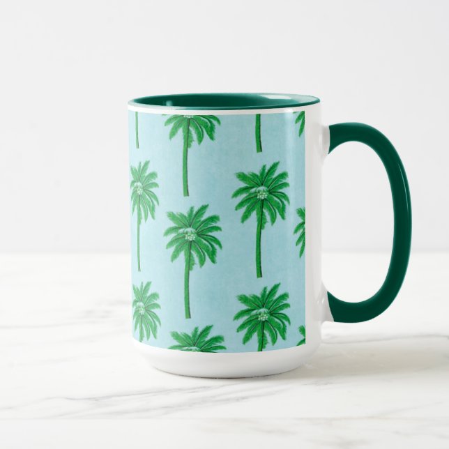 Taza Patrón de árbol de palma en azul (Derecha)