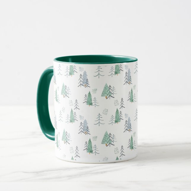 Taza Patrón de árbol escandinavo de invierno (Anverso izquierdo)