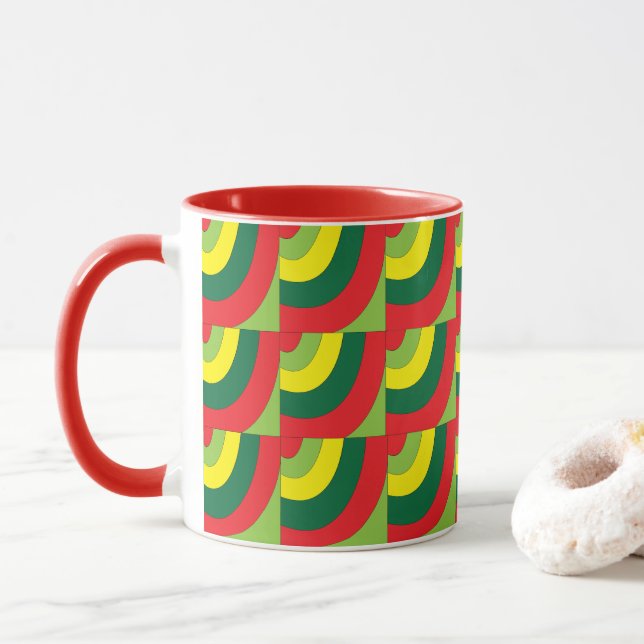 Taza Patrón de arco geométrico colorido moderno (Con donut)