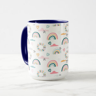 Taza Patrón de arco iris y corazón