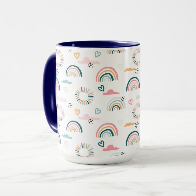 Taza Patrón de arco iris y corazón (Anverso izquierdo)