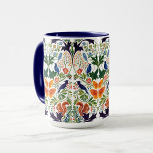 Taza Patrón de ardillas, pájaros y mariposas