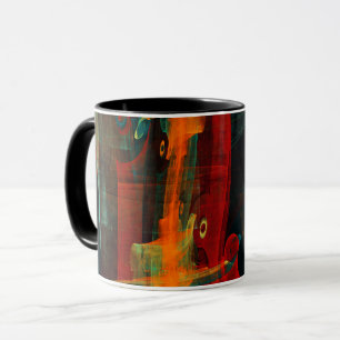 Taza Patrón de arte abstracto moderno azul rojo naranja
