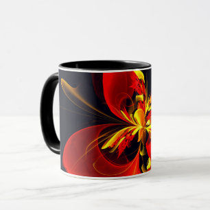 Taza Patrón de arte abstracto moderno floral amarillo r