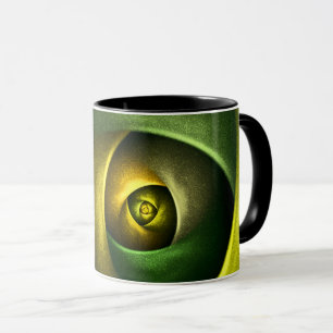 Taza Patrón De Arte Abstracto Verde Floral Moderno De S