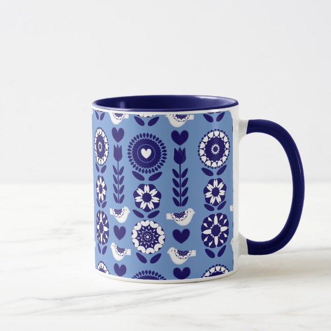Taza Patrón de arte folclórico de estilo escandinavo (Derecha)
