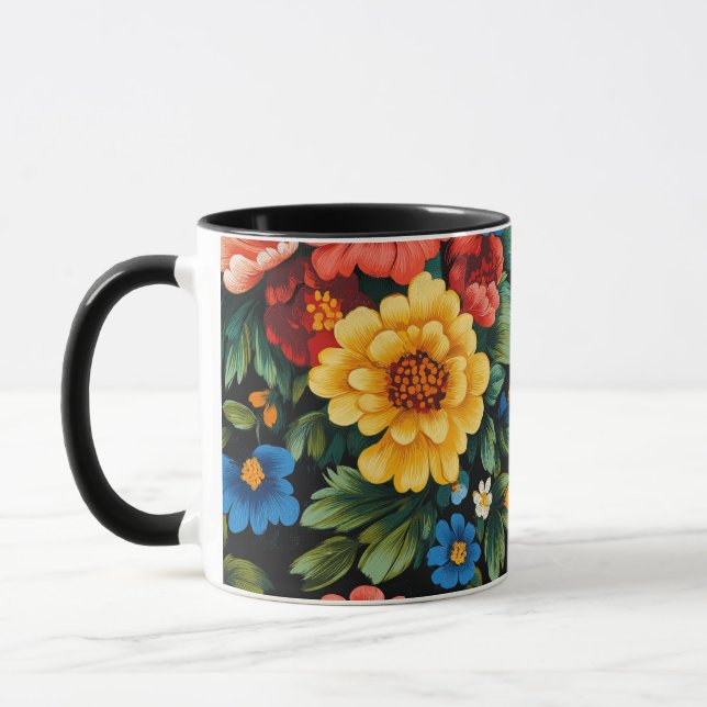 Taza patrón de arte popular ucraniano (Izquierda)