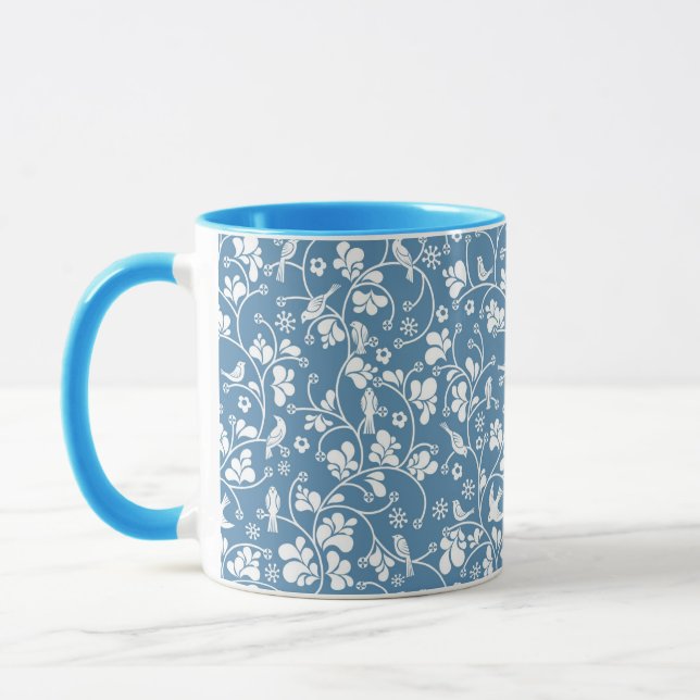 Taza patrón de aves y plantas ornamentadas (Izquierda)