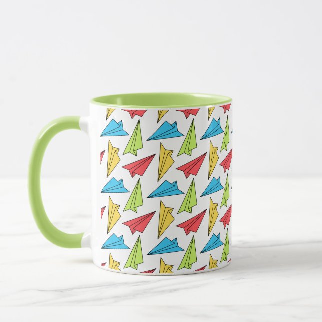 Taza Patrón de aviones de papel colorido (Izquierda)
