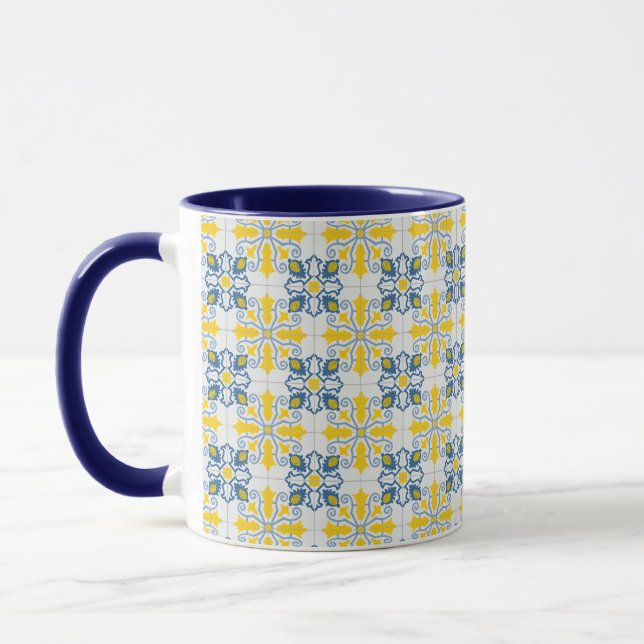 Taza Patrón de azulejos azules y amarillos en portugués (Izquierda)