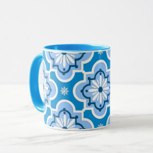 Taza Patrón de baldosas marroquí - Azul y blanco