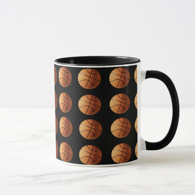 Taza Patrón De Baloncesto naranja Y Negro, (Derecha)