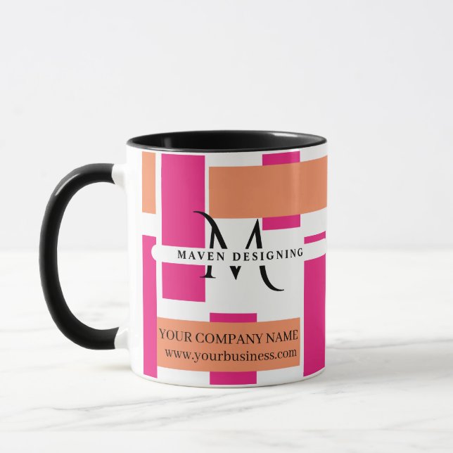 Taza Patrón de banda femenina monograma empresarial (Izquierda)
