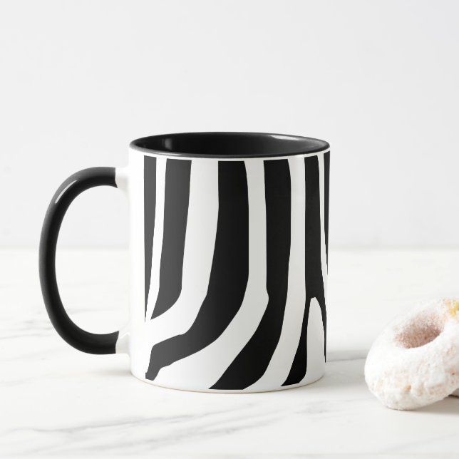 Taza Patrón de bandas de impresión de cebra personaliza (Con donut)