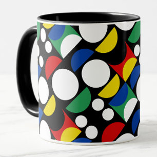 Taza Patrón de Bauhaus Escandinavo Negro a Mediados del