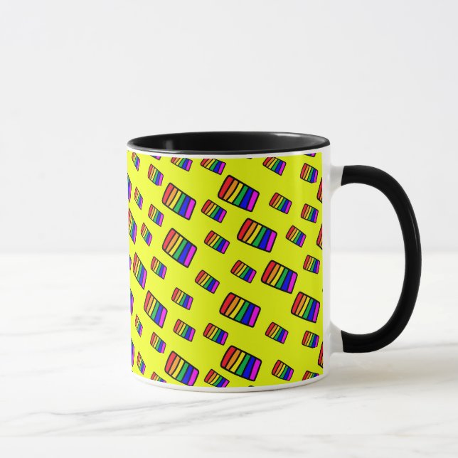 Taza Patrón de bloqueo de arco iris neón (Derecha)