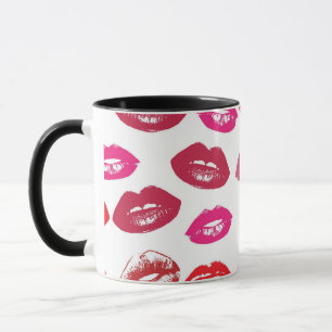 Taza Patrón de bocas rojas personalizado