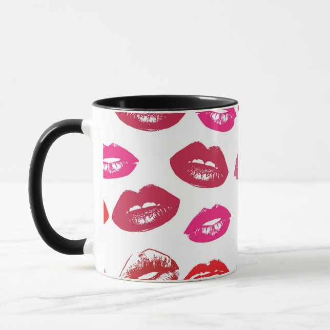 Taza Patrón de bocas rojas personalizado (Izquierda)